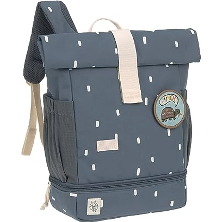 LÄSSIG Kindergartenrucksack Kinderrucksack Rolltop mit Brustgurt wasserabweisend, 11 Liter/Mini Rolltop Backpack Happy Prints Dunkelblau – Bild 1