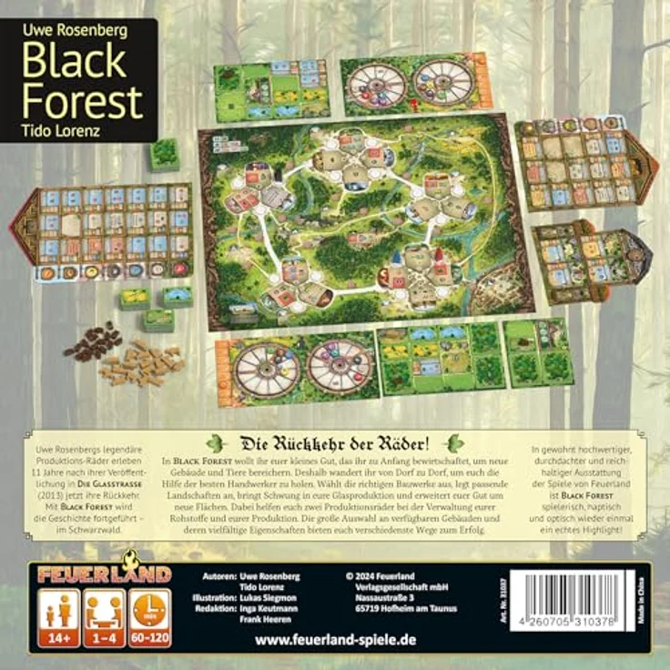 Feuerland Spiele Black Forest, Brettspiel mit innovativem Produktionsrad-Mechanismus, Deutsch, für 1–4 Spieler, Spieldauer ca. 90 Minuten – Bild 3