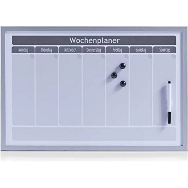 Zeller Present Memoboard Wochenplaner, magnetisch, alugrau, inklusive Stift und Magneten