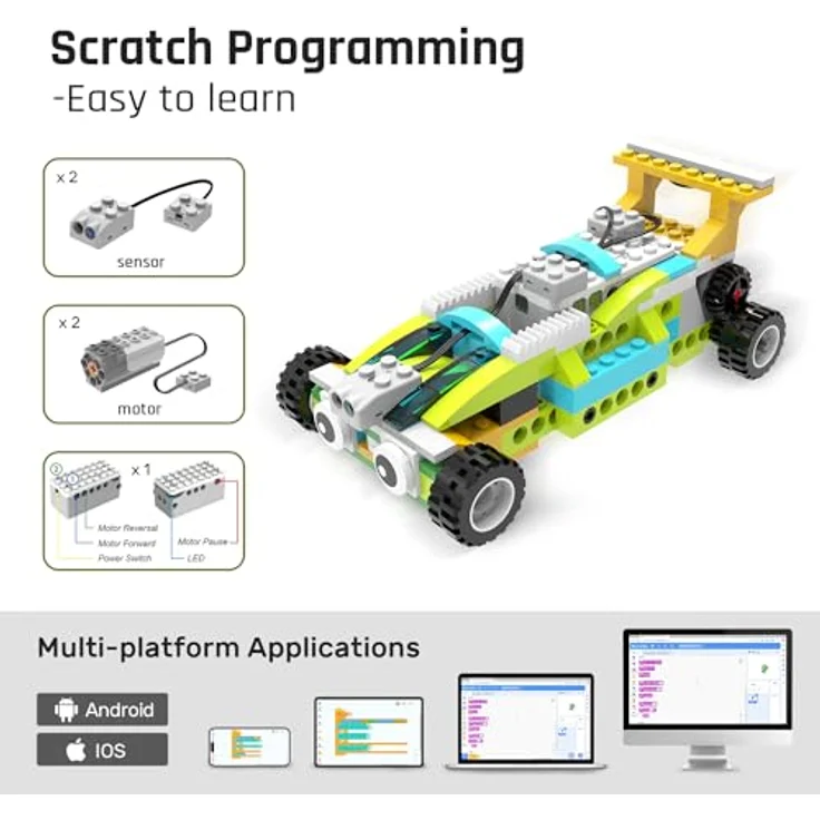 makerzoid Roboter Master Coding Kit, APP-gesteuertes Roboter Spielzeug mit 600+ Bausteinen, 200+ Robotermodellen, 47 Kursen zur Robotik, Grafikprogrammierung und Aufbewahrungsbox – Bild 4