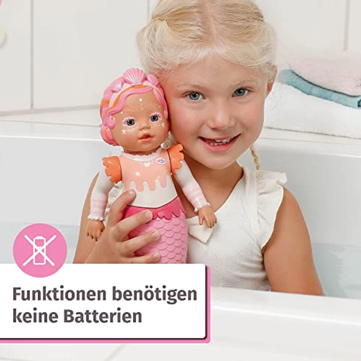 BABY Born Zapf Creation 835326 My First Mermaid 37cm -Meerjungfrau Badepuppe, bewegliche Arme und Beine, schwimmt durchs Wasser, wasserdicht und ohne Batterien verwendbar – Bild 8