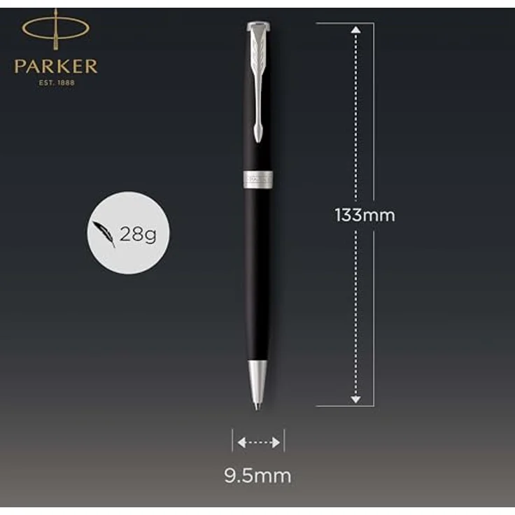 Parker Pen Sonnet, Füllfederhalter in Schwarz und Silver, elegantes Design und höchste Qualität – Bild 3