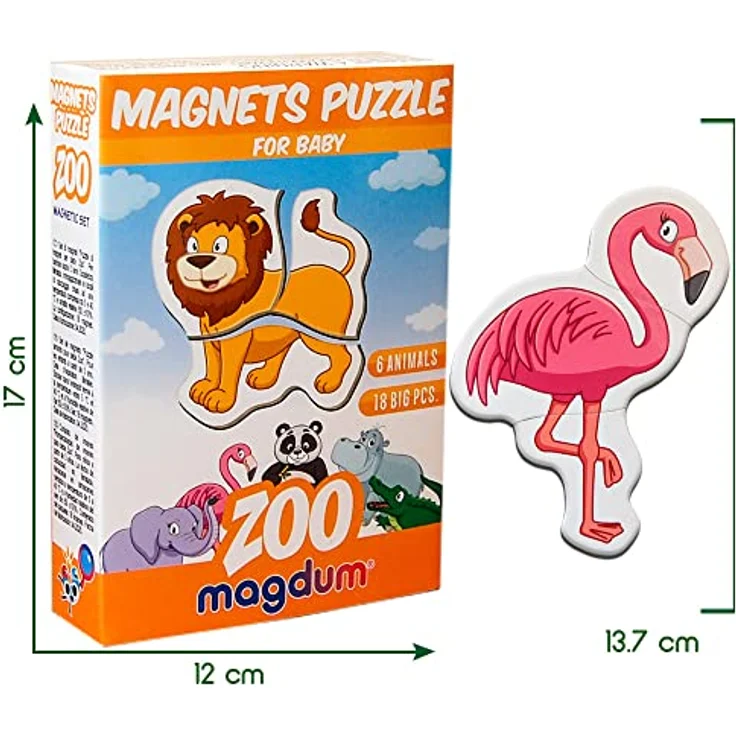 Magdum 6 Zoo Magnete Kinder Puzzle ab 3 Jahren - Magnete Kinder für magnettafel - Magnet Spielzeug Kinder -Magnetische Puzzle 3 Jahre - Spielzeug ab 3 Jahre -Lernspiele ab 3 Jahre -Magnet Puzzle – Bild 10