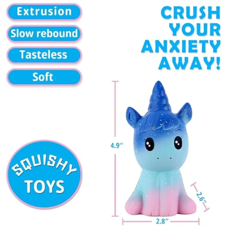 ANBOOR Squishies Einhorn Pferd, langsam steigendes Antistress Squeeze Spielzeug aus PU-Schaum, Galaxy, 7 * 6 * 12,5 cm – Bild 2