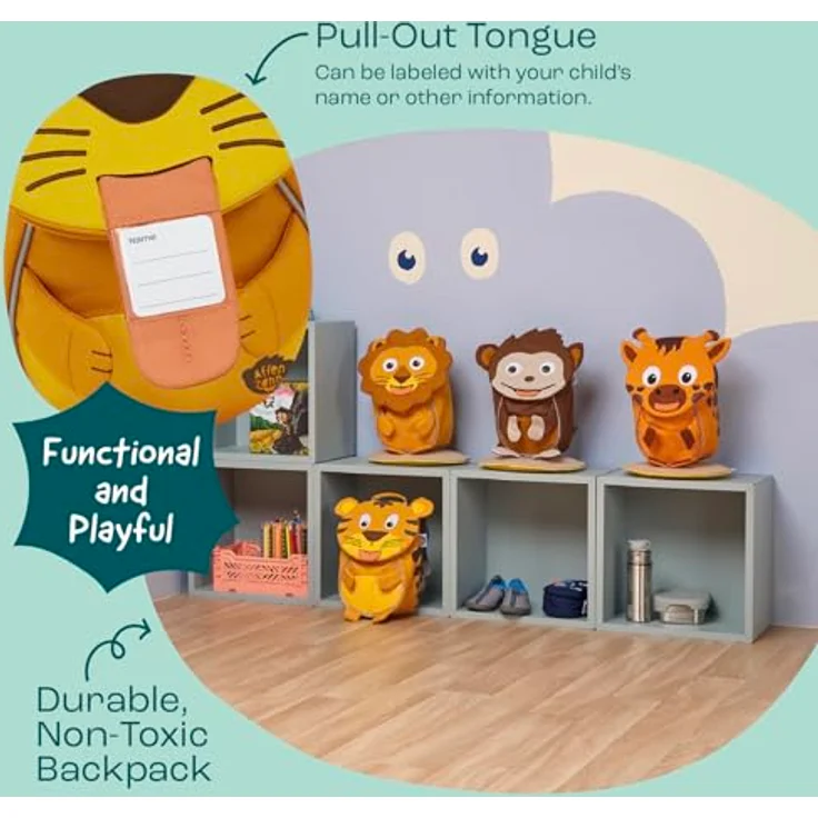 Affenzahn Kleiner Freund, Schulranzen Kinderrucksack Tiger für 1-3 Jahre, 4L Volumen, ab 80 cm Körpergröße, reflektierend – Bild 4