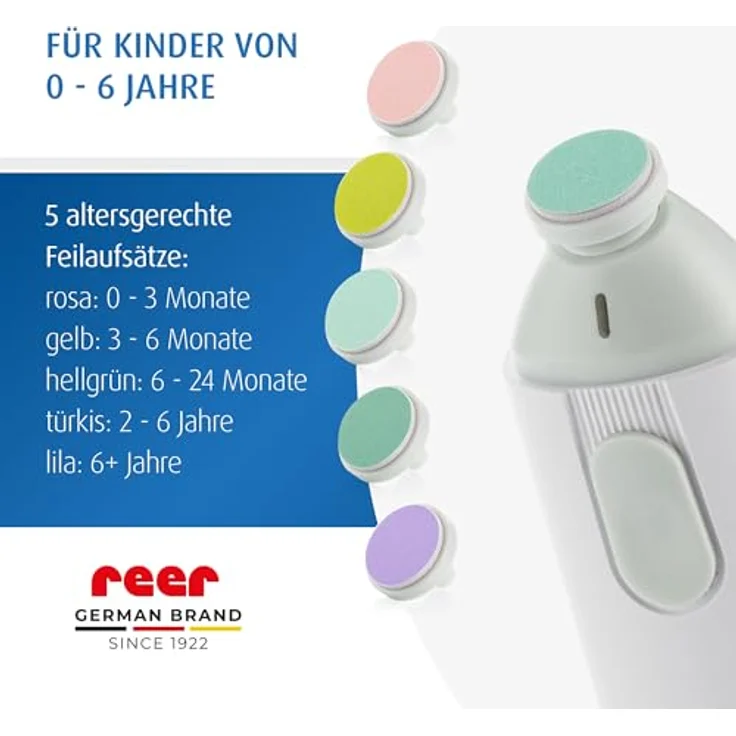 Reer BabyCare elektrische Nagelfeile | Sanft zu Fingernägeln | Nagelpflegeset für Babys und Kleinkinder – Bild 4