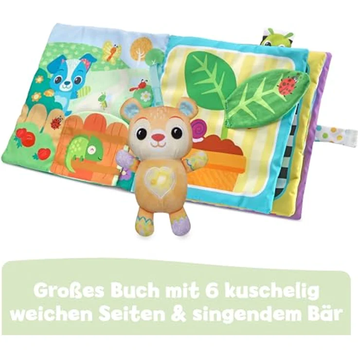 VTech Baby Mein großes Plüschbuch – Fühlbuch/Soundbuch mit Musik und Geräuschen – Motorik- und Sensorik-Spielzeug, Pink – Bild 2