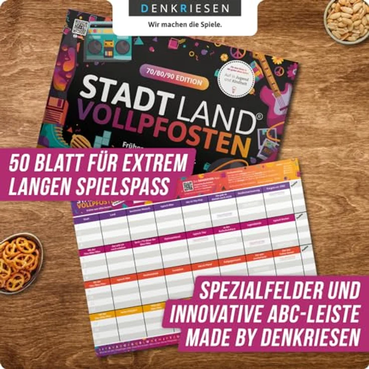 DENKRIESEN - Stadt Land VOLLPFOSTEN® - 70/80/90 Edition - Früher war Alles Besser. | Spielblock | Geburtstagsgeschenk | Familienspiel | Stadt Land Fluss | DIN A4 – Bild 6
