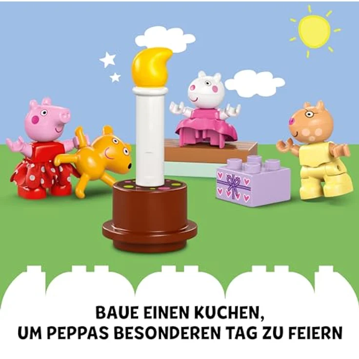 LEGO DUPLO Peppa Wutz Geburtstagshaus: kreatives Spielzeug mit 3 Figuren, Spielzeughaus zum Bauen und Umbauen für Kinder ab 2 Jahren, Jungen und Mädchen, Geschenk für Kleinkinder 10433 – Bild 5