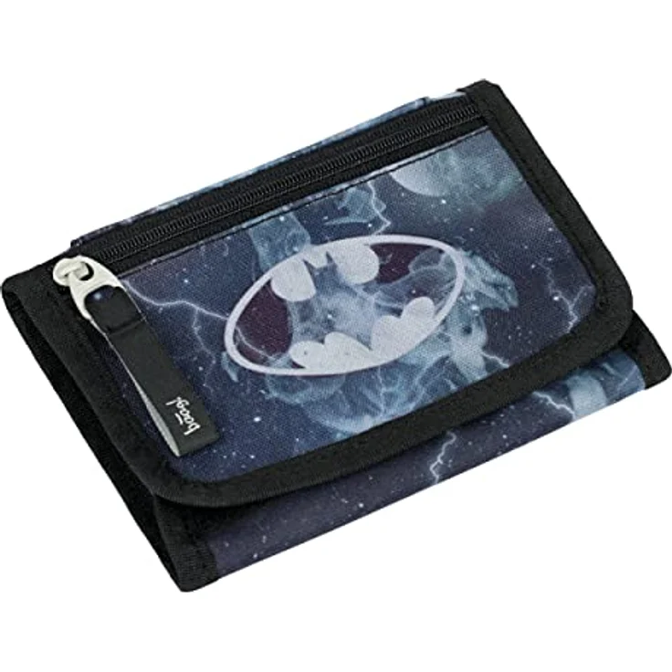 Baagl Brustbeutel Kinder - Geldbörse für Jungen, Mini Portemonnaie mit Münzfach, 14,5 x 8,5 cm, Batman Storm – Bild 1