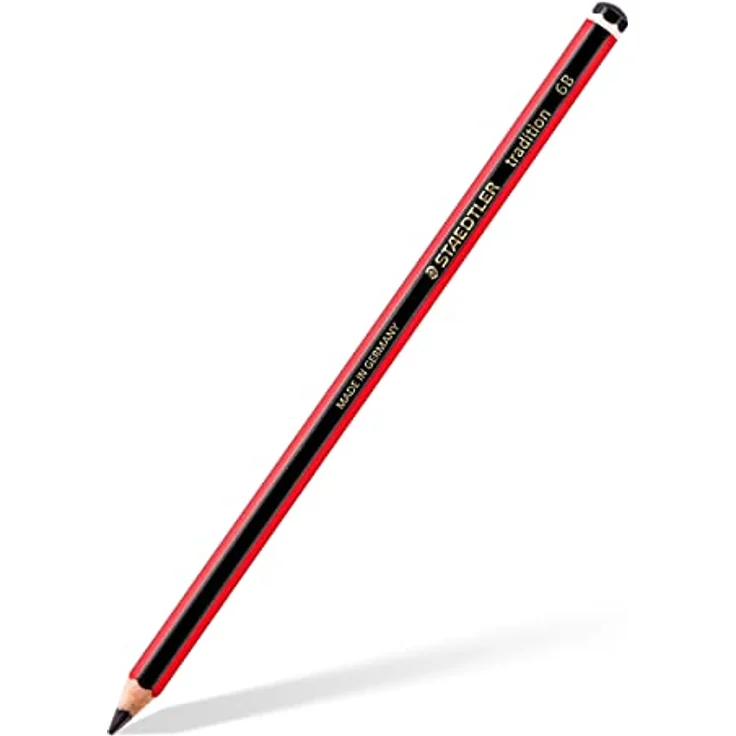 STAEDTLER Tradition Bleistifte 6B Härtegrad, 12 Stück, hochwertig, bruchsicher, leicht radierbar, leicht spitzzbar – Bild 2