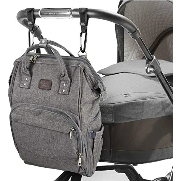 all Kids United® Kinderwagen-Haken für Windeltasche Wickel-Taschen Wickelrucksack Buggy-Haken Baby-Rucksack mit Karabiner-Haken und Klettverschluss (2er Set) – Bild 4