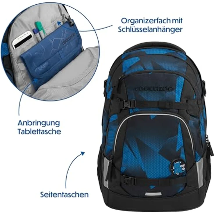 coocazoo Schulranzen MATE Electric Ice, ergonomisch, für Körpergröße 135-180 cm, mit Easy-Grow-System, 30 L Volumen – Bild 8