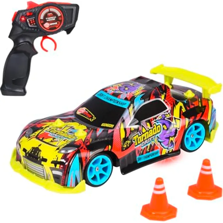 Dickie Toys - RC Auto Tornado Drift - ferngesteuertes Auto ab 6 Jahre mit Bodenbeleuchtung, Remote Control Car für Kinder mit 2,4 GHz Fernbedienung, Zubehör und Batterien, 10 km/h, 4WD