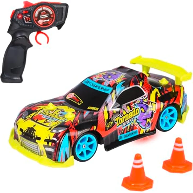 Dickie Toys - RC Auto Tornado Drift - ferngesteuertes Auto ab 6 Jahre mit Bodenbeleuchtung, Remote Control Car für Kinder mit 2,4 GHz Fernbedienung, Zubehör und Batterien, 10 km/h, 4WD – Bild 1