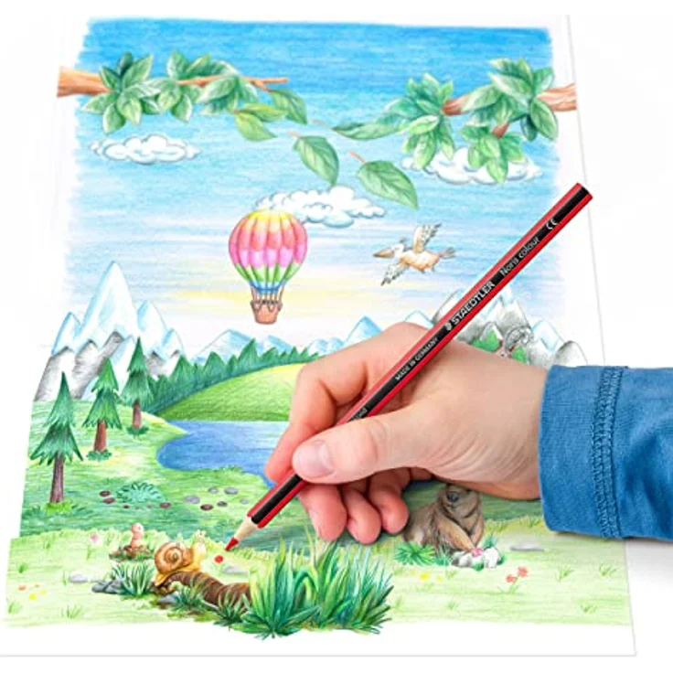 STAEDTLER Buntstifte Noris colour, rutschfeste Soft-Oberfläche, hohe Bruchfestigkeit, Made form Upcycled Wood, intensive Farben, Sechskantformat, 36 Farbstifte im Kartonetui, 185 CD36 – Bild 4