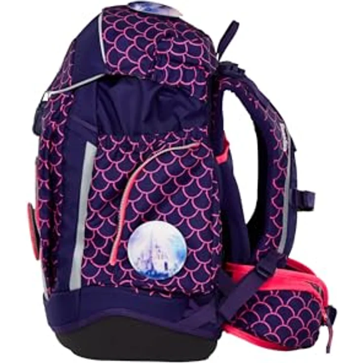 ergobag Maxi Set 6-teilig, ergonomischer Schulrucksack mit höhenverstellbarem Tragesystem, lila PerlentauchBär für große Kinder ab 1. Klasse – Bild 3