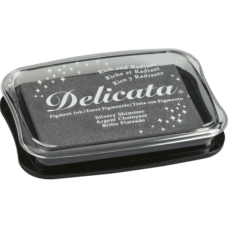 Knorr Prandell 211511920 Stempelkissen Delicata Metallic, silvery shimmer, 100 x 70 mm, schnell trocknend, wasserbasierte Pigmentfarbe