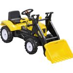 HOMCOM Trettraktor Sitzbagger, Aufsitzbagger mit Schaufel Rutscherfahrzeug, für 3-jährige Kinder, Schwarz/Gelb