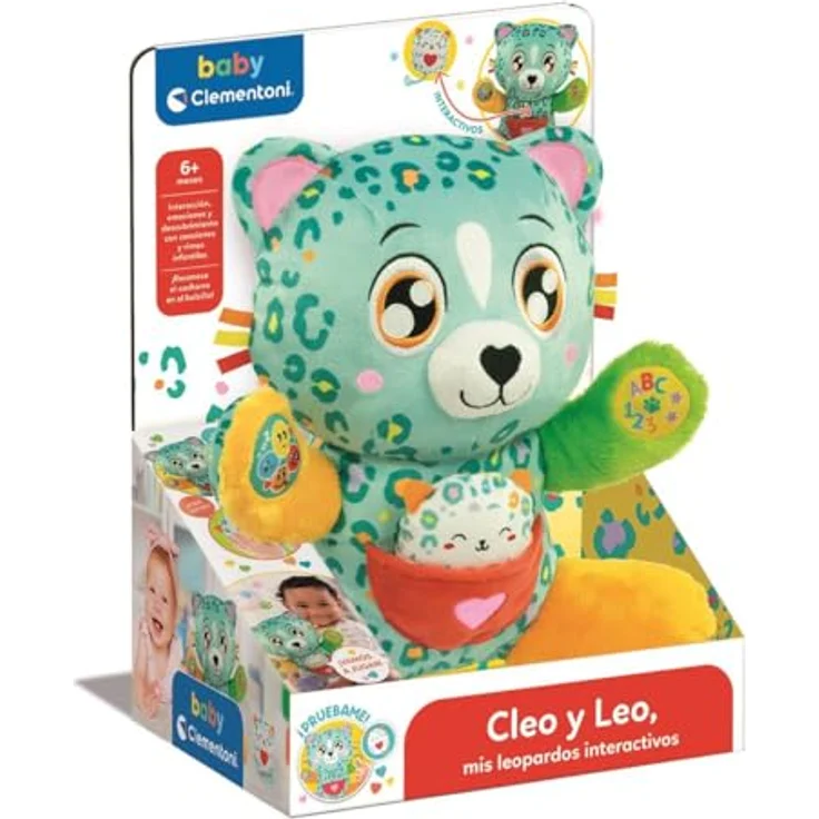 Clementoni Cleo und Leo Interaktive Leoparden, pädagogisches Plüschtier mit Sound- und Lichteffekten, ab 6 Monaten, hergestellt in Italien, 55555