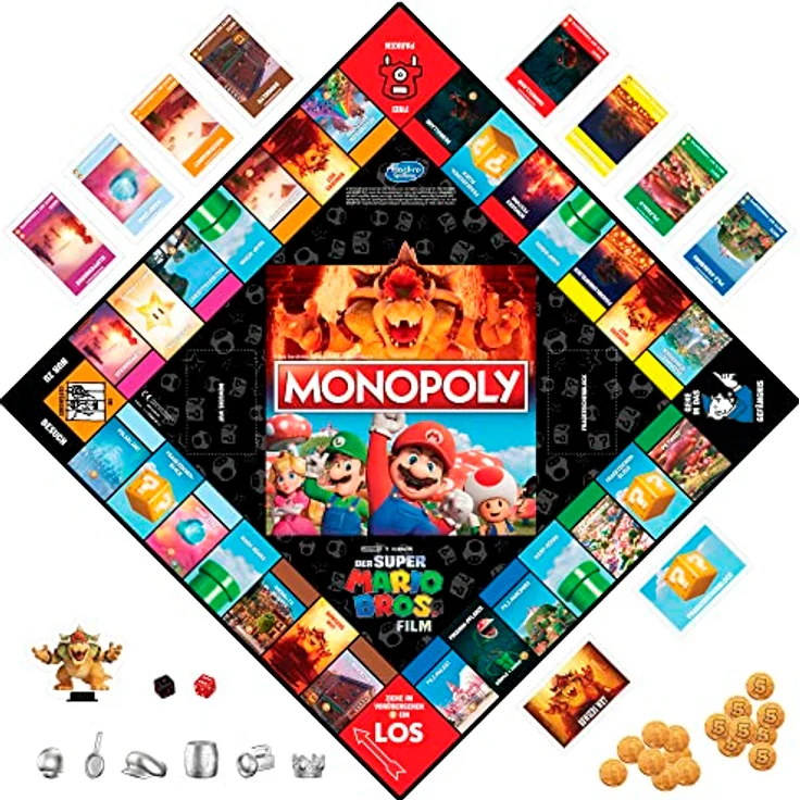 Hasbro Gaming Monopoly Super Mario Bros. Film Edition, Brettspiel für Kinder, enthält Bowser Spielfigur – Bild 3
