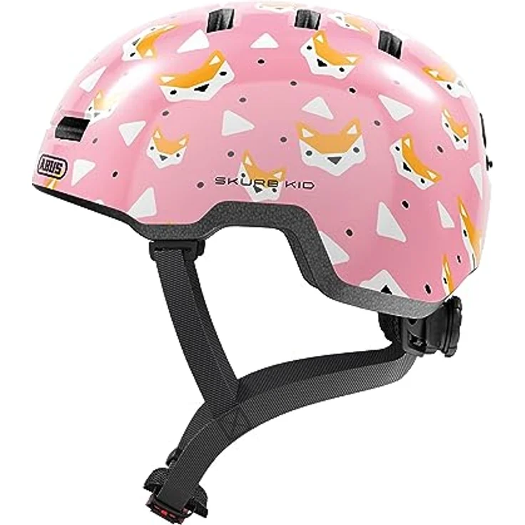 ABUS Kinderhelm Skurb Kid - Robuster Fahrradhelm im Skater-Look mit Platz für Zopf - Rosa mit Füchsen, Größe M – Bild 1