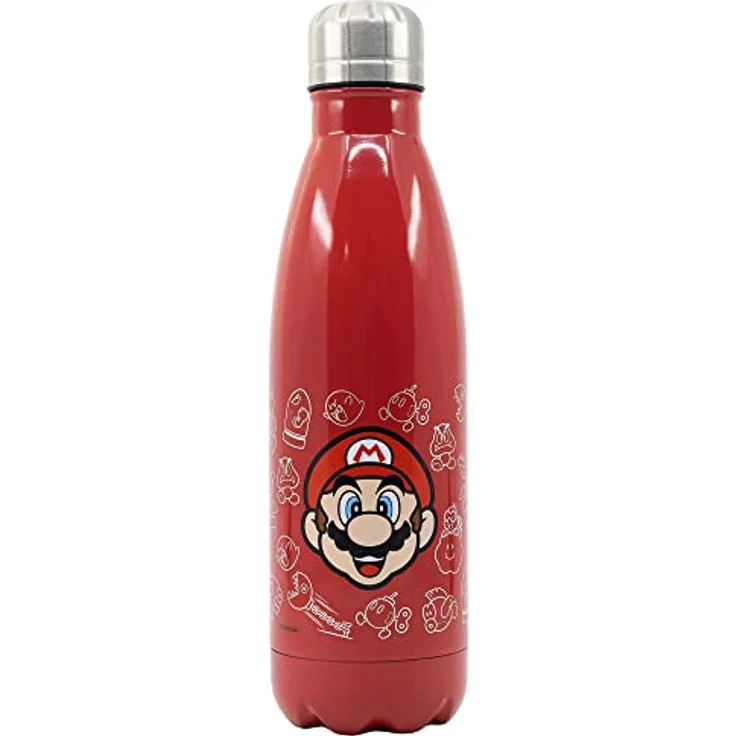 Stor 780-ML-EDELSTAHLFLASCHE SUPER MARIO, BPA-frei, farbig, offiziell lizenziert – Bild 1