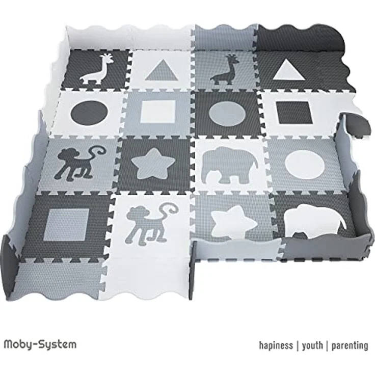 Moby-System Puzzlematte für Babys, 150 x 150 cm, Spielmatte, geruchlos, Matte große, Puzzle Matte für Jungen & Mädchen, Spielmatte schadstofffreie, geruchlose Krabbelmatte – Bild 8