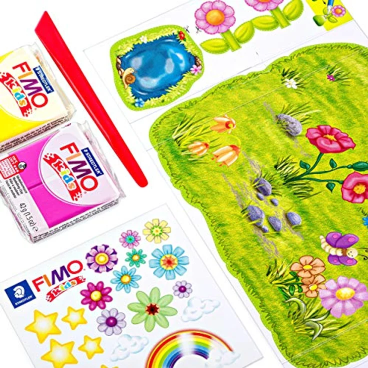 STAEDTLER FIMO kids 8034 Modelliermasse-Set - 4 Blöcke je 42 g, Modelliermasse in Gelb, Hellgrün, Pink und Braun – Bild 3