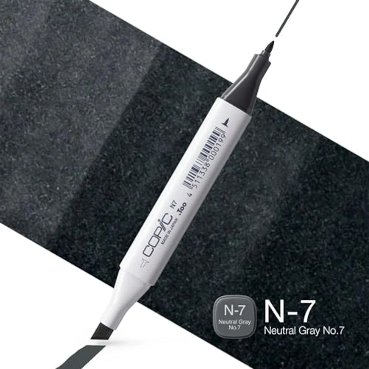 Copic Classic Marker Typ N - 7, neutral gray No. 7, professioneller Layoutmarker mit breiter und feiner Spitze, schnelltrocknend und wischfest – Bild 2