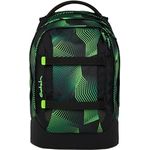 Satch Schulranzen PACK Seismic Green, ergonomischer Schulrucksack mit Your-Size-System, anpassbar für Körpergrößen von 1,40 bis 1,80 m, 30 l Volumen