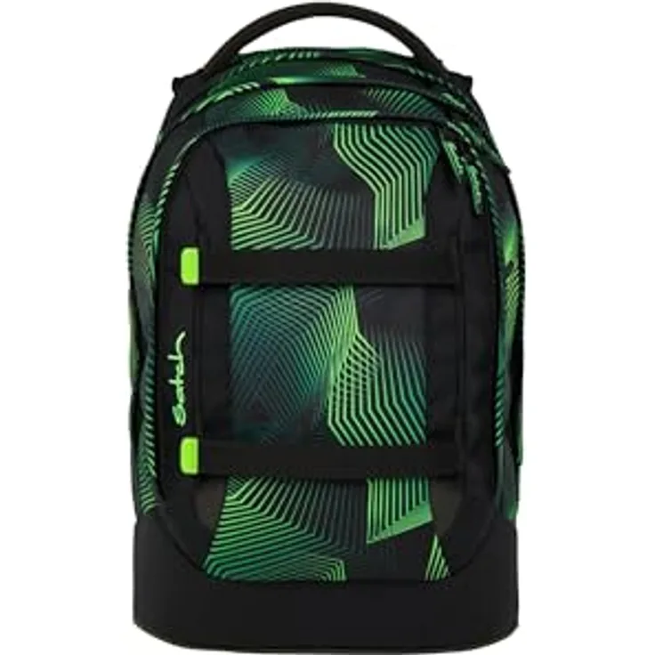 Satch Schulranzen PACK Seismic Green, ergonomischer Schulrucksack mit Your-Size-System, anpassbar für Körpergrößen von 1,40 bis 1,80 m, 30 l Volumen