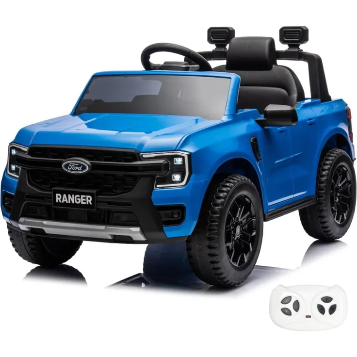 Ford Ranger Elektrofahrzeug 12V, Kindesauto mit Fernbedienung, Scheinwerfer, MP3-Player, Blau