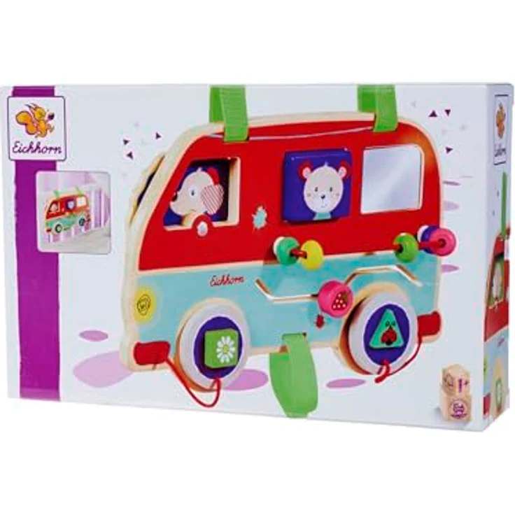 Eichhorn Motorikbrett Motorik-Spielbrett, FSC®-zertifiziert mit Dreh-, Schiebe-, Steck- und Soundfunktion, 29 x 19 cm, für Kinder ab 1 Jahr – Bild 6