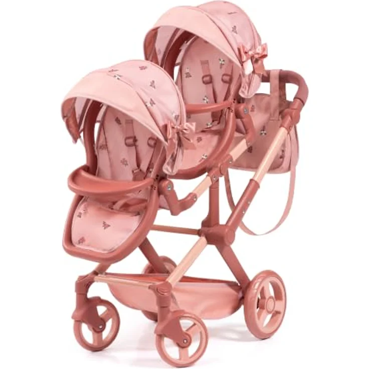 Bayer Design Twin XEO, Zwillingspuppenwagen mit Tasche und Sonnendach, höhenverstellbarer Griff, für Puppen bis 46 cm – Bild 1