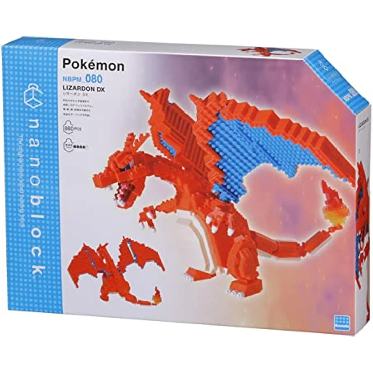 Nanoblock Pokémon Figur Charizard - Mini-Figur mit 860 Bausteinen - Konstruktionsspielzeug für Kinder ab 12 Jahren - NBPM80 – Bild 2