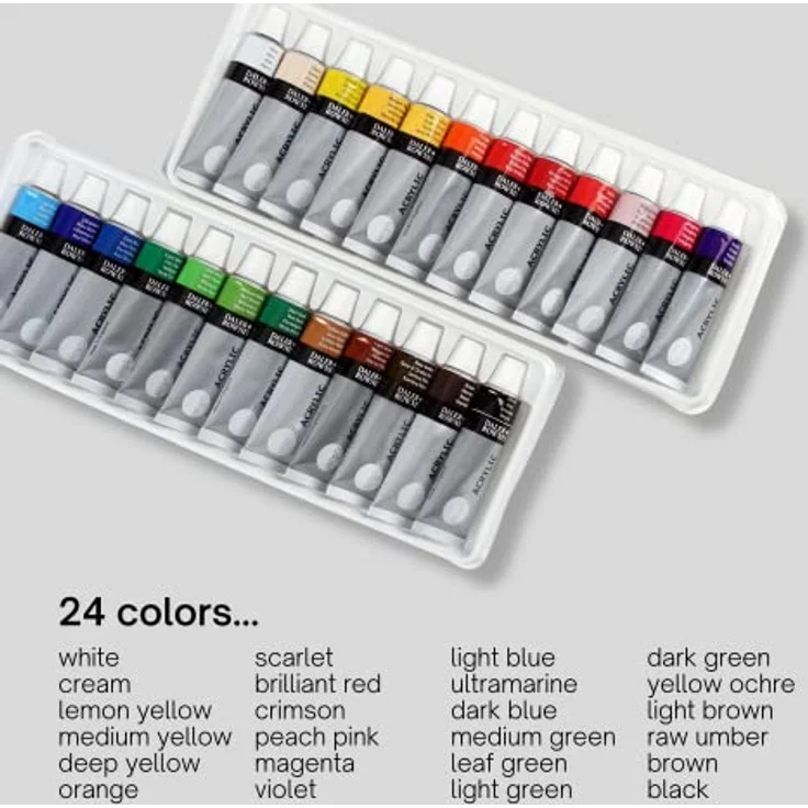 Daler Rowney Simply Acrylfarben Set, 24 Tuben à 12 ml, wasserverdünnbare Farben, hohe Lichtechtheit, Multi-Farben – Bild 2