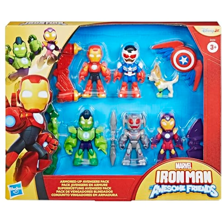 Marvel Iron Man and his Awesome Friends Superrüstung Avengers Pack, Action-Figurenset mit 6 beweglichen Figuren und 5 abnehmbaren Accessoires, 7,6 cm groß – Bild 5