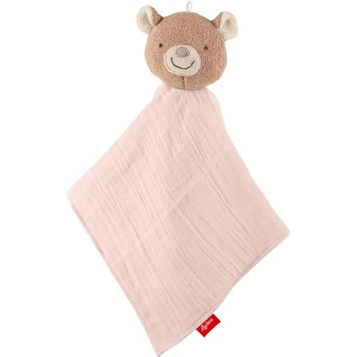 Sigikid Schnuffeltuch sigibaby, Kuscheltuch aus Musselin und Teddyplüsch, 32 cm, rosa – Bild 1