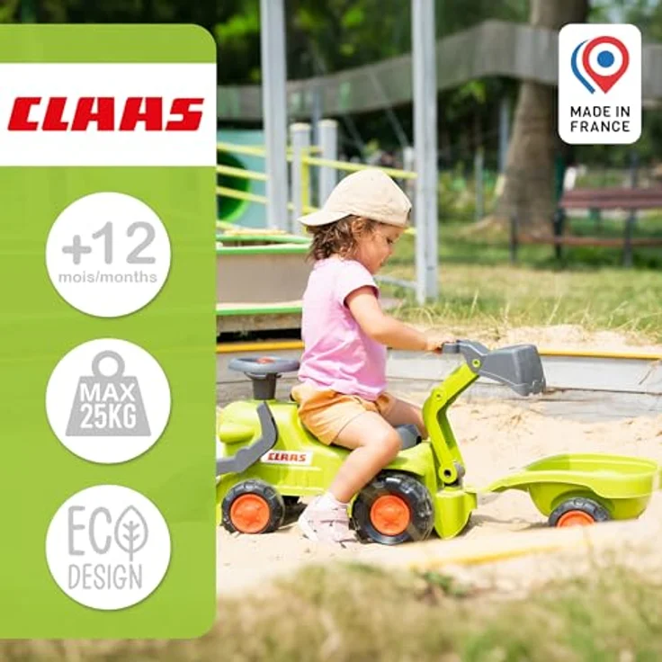 Falk Claas Kindertraktor mit Frontbagger, Rutschauto aus 90% recyceltem Kunststoff, geeignet ab 12 Monaten, Outdoor Spielzeug für Jungen & Mädchen – Bild 4