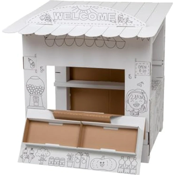 adam toys Tektorado Spielhaus aus Pappe, Karton-Bastelset zum Bemalen und Spielen für Kinder ab 3 Jahren, Indoor & Outdoor, Packmaß 50 x 98 x 5 cm – Bild 1