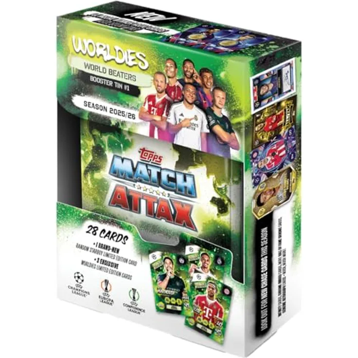 Topps 2025-26 Match Attax UEFA Champions League Mini Tin, Sammelkarten-Set mit 29 Karten und 3 exklusiven Limited Edition Karten