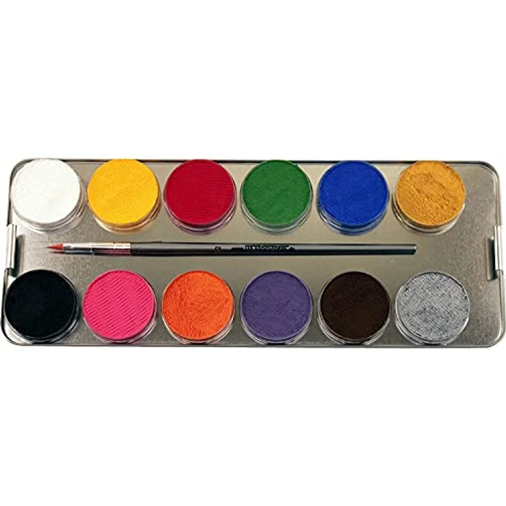Eulenspiegel 224007 - Profi-Aqua Schminke, 24 Farben, 3 Profi-Pinsel, 3 Schwämme, Metall-Palette – Bild 4