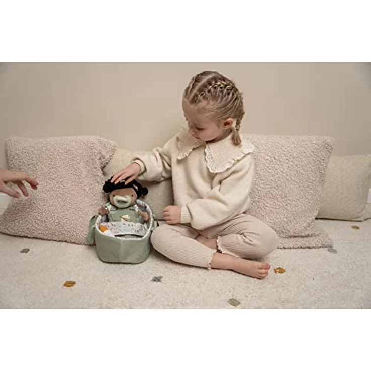 Little Dutch 4555 Stoffpuppe Babypuppe Evi mit Tragekorb und Zubehör - Flowers & Butterflies – Bild 4