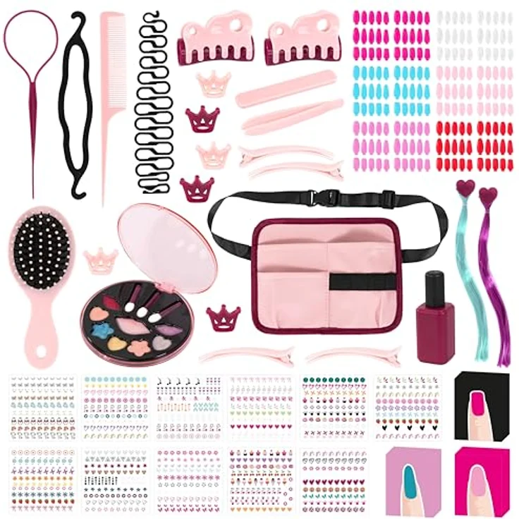 Bayer Frisier- & Schminkkopf Charlene Magic Nails, 27 cm mit 180 abnehmbaren Fingernägeln und 1000 Nagelstickern – Bild 3
