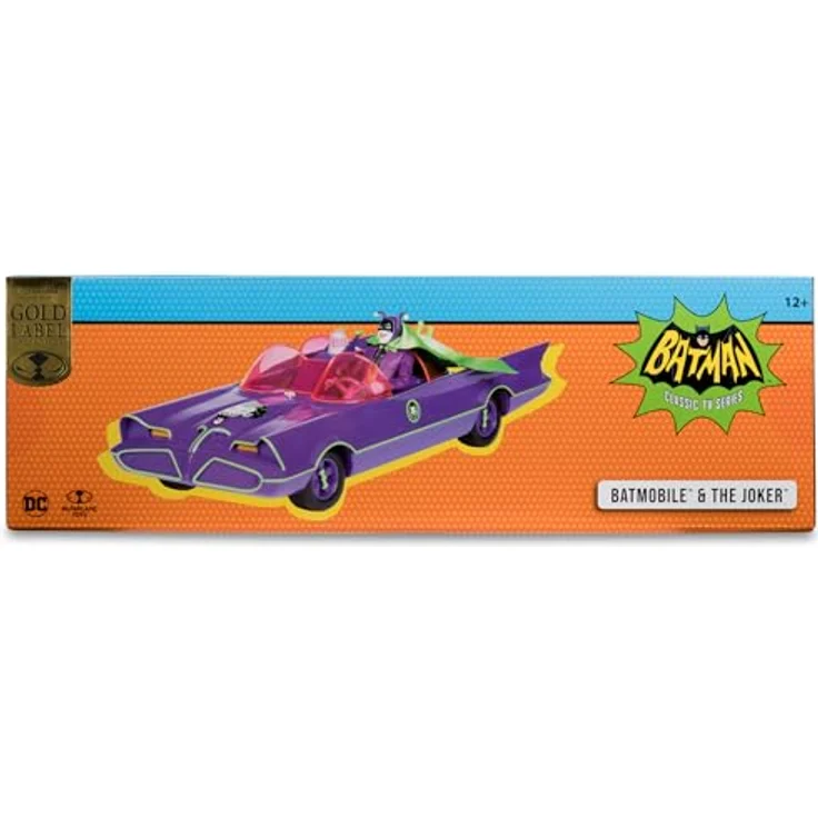 McFarlane Toys DC Retro Batman 66 Batmobil with Joker, detailreiches Fahrzeug mit beweglichen Rädern und rotierenden Lenkern, Gold Label – Bild 13