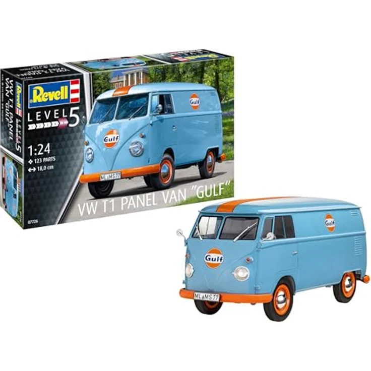 Revell 07726 VW T1 Panel Van (Gulf Decoration) 1:24 Scale Plastic Model Kit, Unbuilt/Unpainted, Auto Ferngesteuert, Molded Color – Bild 1