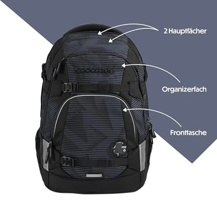 coocazoo Schulrucksack Mate, wasserabweisend mit höhenverstellbaren Schulterträgern, blau – Bild 4