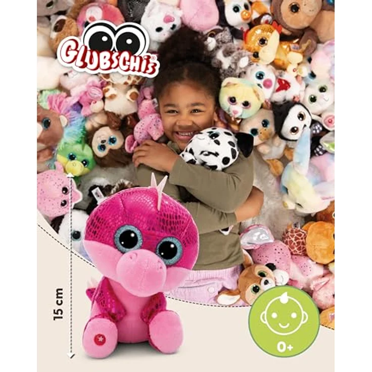 NICI GLUBSCHIS Kuscheltier Drache Kay-Kay, 15 cm, farbenfrohes Plüschtier mit Glitzeraugen, pink – Bild 2