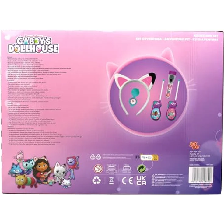 Joytoy Gabby's Dollhouse Adventureset, 5-teiliges Spielfigurenset mit Walkie Talkies, Katzenohren, Kompass und Taschenlampe, Geschenkverpackung 39x5,5x29 cm – Bild 2